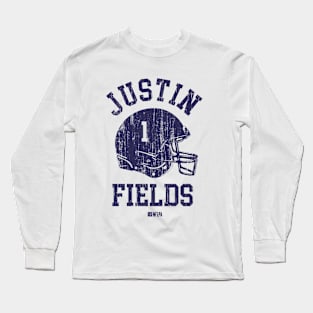 Justin Fields Chicago Helmet Font Long Sleeve T-Shirt